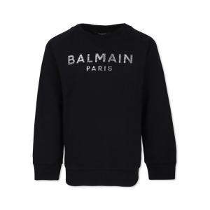 Balmain Kids толстовка с вышитым логотипом, черный