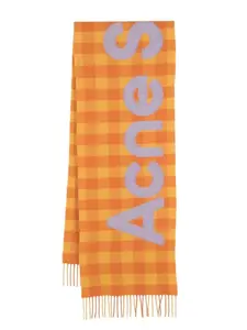Acne Studios шерстяной шарф в клетку, оранжевый