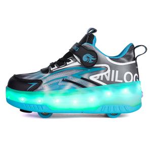 Противоскользящая, противоударная, амортизирующая, износостойкая, с отскоком, дышащая, поддерживающая детская обувь для повседневной носки ADOONGA, черный/зеленый