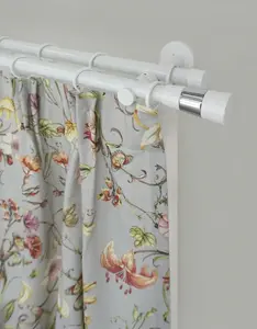 Карниз для штор GARESA "БЕЛЫЙ", 2 направляющие, желаемая длина, комплект для штор, выдвижной, настенный монтаж, концевая кнопка в 2 цветах 210 см, Ø 20 мм, белый