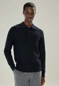 Текстурированная ткань, стандартный крой, базовый стиль, длинный рукав. Next, Navy Blue