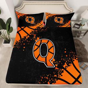 Erosebridal Детский комплект постельного белья с баскетбольной тематикой и персонализированной монограммой, Black Q