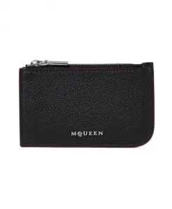Черный кошелек с лакированными деталями Alexander Mcqueen, черный