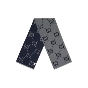 Шарф вязаный Gucci, серый / синий