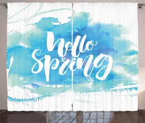 Штора Hello Rustic от ABAKUHAUS, пастельно-голубая, весенняя тема, присборенная штора из тесьмы для спальни с петлями и крючками, 280 x 175 см, бледно-голубой, белый цвет