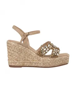 Туфли на танкетке с полосками из страз. Alma En Pena, бежевый