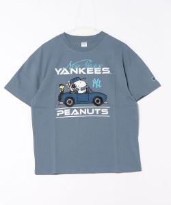 Футболка с принтом, хлопок, PEANUTS x MLB, синий