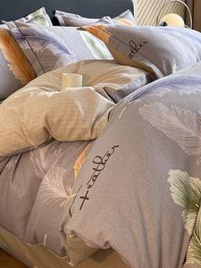 MIDO HOUSE Комплект постельного белья 4 предмета, 200x230 см, вес 1,8 кг, утолщенная ткань, цвет Weifeng Jiini