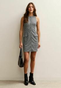 Платье New Look CHECKED BUTTON UP MINI, Light Grey