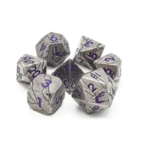 Набор Orc Forged Poly — древнее серебро с фиолетовым (7), Metal Dice - Orc Forged