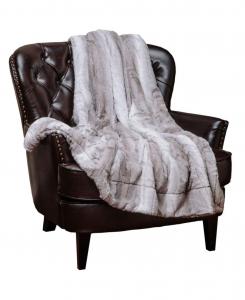 Плед премиум-класса из искусственного меха с градиентным переходом цвета - очень мягкий, легкий плед из ткани минки с мягкой шерпой по бокам - 50 x 65 дюймов - серый Chanasya, Gray