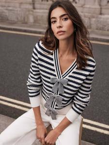 Кардиган с полосками и бантом Mint Velvet, Navy/White