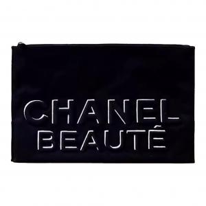 CHANEL Черная сумка для макияжа с вышивкой Canvas для хранения