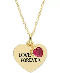 Ожерелье с подвеской "Love forever" из 18-дюймового серебра с выращенными в лаборатории рубинами и сердцем (5/8 карата) из 18-каратного золота Macy'S, ruby