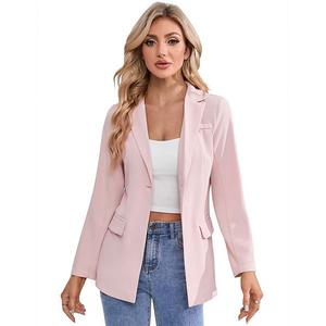Женский повседневный пиджак с открытой полой и длинным рукавом Boddysize, Light Pink