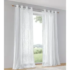 Штора Jasmin с люверсами, 1 шт., полупрозрачная, легкая и воздушная, вышитая Kutti, белый