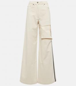 Джинсы широкого кроя с завышенной талией и эффектом потертости PETER DO, белый