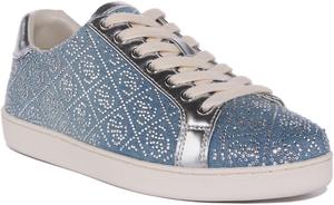 Guess Rosalia женские шнурованные повседневные кроссовки из хлопковой смеси, FL7RS2DEN12, фирменный стиль для повседневного комфорта, Blue