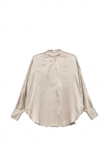 Рубашка с воротником-стойкой Brunello Cucinelli, бежевый