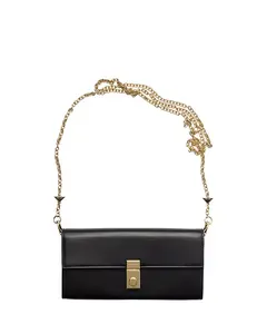 Кожаный кошелек с плечевым ремнем Prada, черный