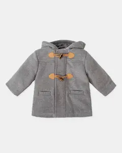 Серое детское пальто из флиса с капюшоном Tutto Piccolo, серый