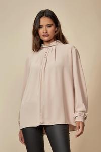 Блуза свободного кроя с длинными рукавами и пуговицами HOXTON GAL, бежевый