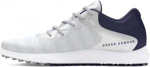 Женские кроссовки для гольфа Charged Breathe 2 Knit без шипов от Under Armour, (103) Halo Gray/Midnight Navy/Metallic Silver