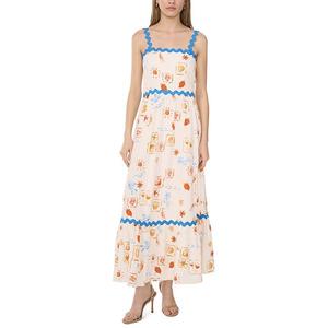 Женское платье из льна с ярусами и отделкой рик-рак Msk