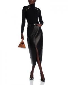 Свитер с высоким воротником и отделкой пуговицами AQUA, черный