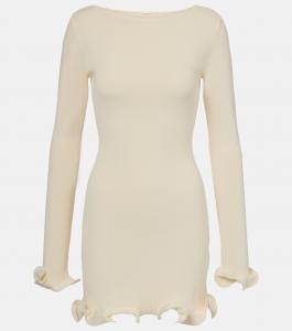 Вязаное мини-платье с рюшами Same, кремовый