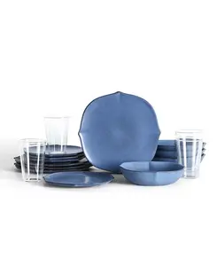 Baskerville, набор столовых приборов и стеклянной посуды из 16 предметов, сервиз на 4 персоны Stone Lain, blue