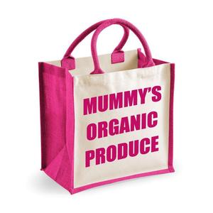 Средняя джутовая сумка Mummy's Organic Produce Pink Bag 60 SECOND MAKEOVER, розовый