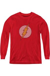 Футболка с длинным рукавом для детей DC Comics Flash с маленькими логотипами Gildan, красный