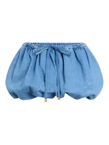 Мини-юбка А-силуэта с кулиской Patou, синий