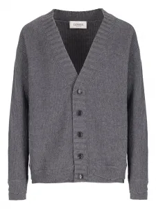 Кардиган в рубчик вязаный Laneus, серый