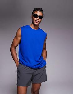 4505 Icon Хлопковый большой тренировочный топ с Быстросохнущим покрытием в кобальтово-синем цвете