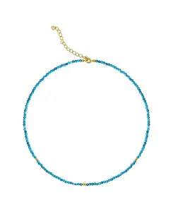 Позолоченное ожерелье-чокер из бирюзы и золотых бусин, длина 16 дюймов, регулируемое Etoielle, turquoise/aqua