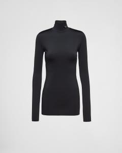 Джемпер с воротником-стойкой из джерси Prada, черный