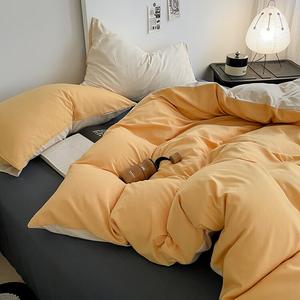 AVIVI Комплект постельного белья 4 предмета, простыня на резинке 180 см, пододеяльник 200x230 см, ультрамягкое, цвет угольно-жареный сыр