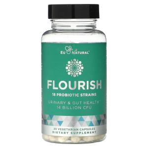 Добавка Eu Natural Flourish для здоровья мочевыделительной системы и кишечника, 30 вегетарианских капсул