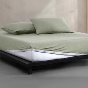 Calvin Klein Комплект постельного белья King (203x203 см), простыня на резинке, наволочки, из мягкого хлопкового трикотажа меланжевого плетения, зеленый