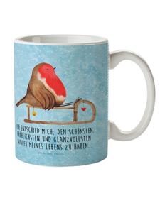 Детская кружка с изображением малиновки и санок с надписью ледяного цвета Mr. & Mrs. Panda