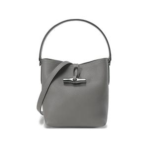 Roseau Essential Кожаная Ведро Сумка из Телячьей Кожи, Мини Женская Серая Через Плечо LONGCHAMP