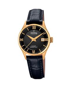 F20011/4 Черные кожаные женские часы Swiss Made Festina, черный