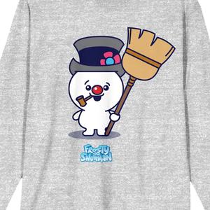 Мужская футболка с длинными рукавами в стиле чиби Frosty The Snowman Licensed Character