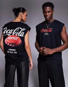 Майка свободного кроя ASOS DESIGN унисекс черного цвета с принтом Coca-Cola