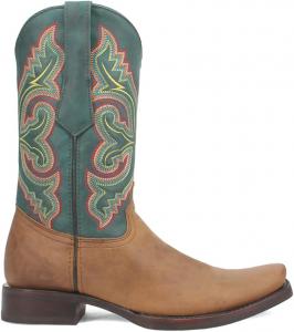 Мужские повседневные ботинки Dingo True Grit с квадратным носком и вышивкой, средняя голень - коричневые, красные