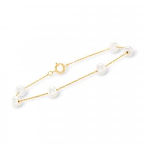 Браслет Ross-Simons с культивированным жемчугом 5-5,5 мм из 14-каратного желтого золота Ross-Simons, 8 In