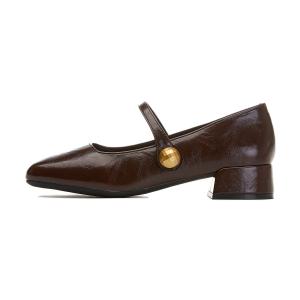 AQUASCUTUM Женские туфли Мэри Джейн на массивном каблуке коричневые, цвет Brown