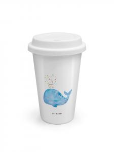 Mr. & Mrs. Panda Кофейная кружка ToGo с изображением кита и конфетти без слогана, белого цвета